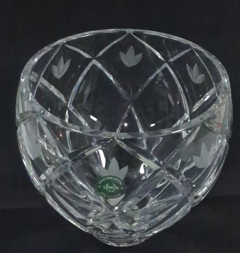 Lenox Savannah Crystal Bowl 6 Inch Tulip Diamond Pattern New With Labels